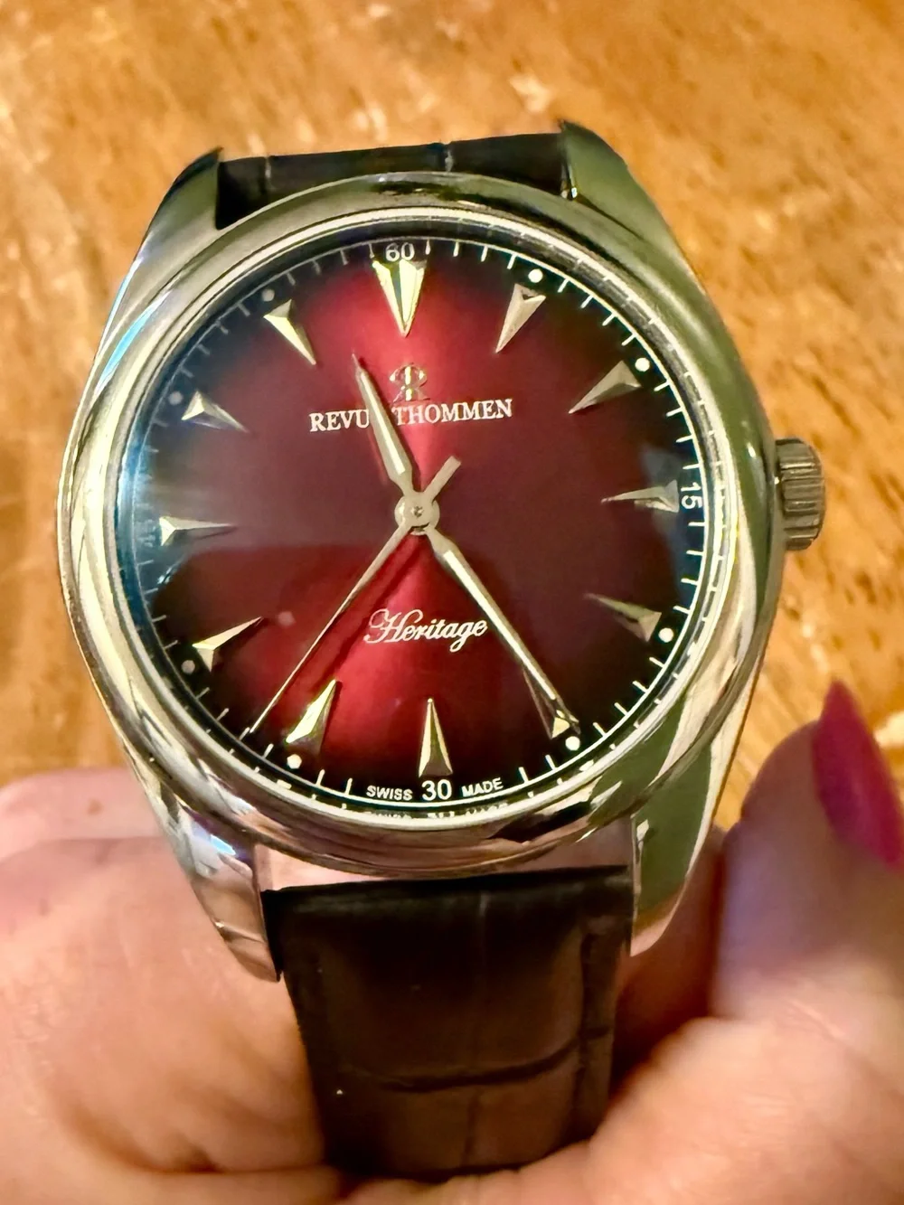 REVUE THOMMEN Heritage Automatic Red Dial Men's Watch